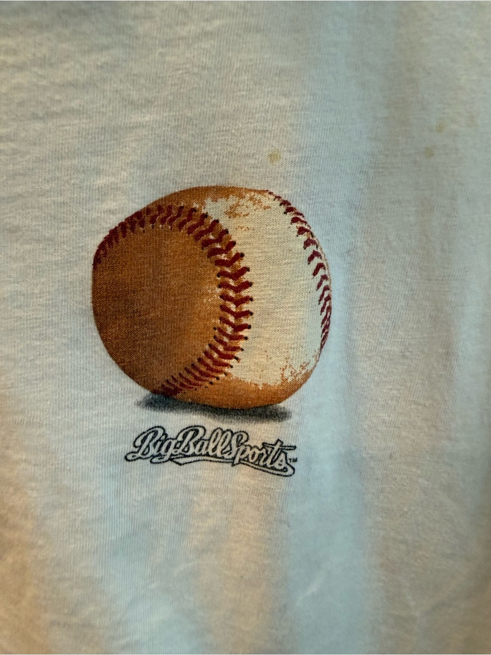 Vintage 90s Big Ball Sports White Graphic Baseball Tee Short Sleeve Men Size XL